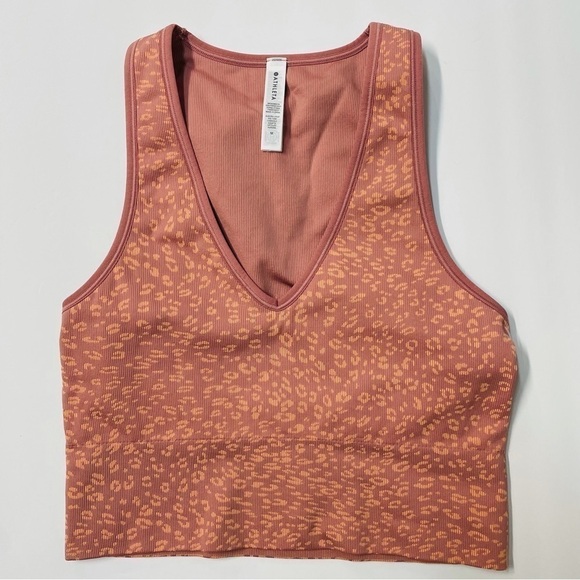 Athleta Leopard Long Line Crop Top Medium | Sculpt Tank Active Streetwear - Picture 3 of 6